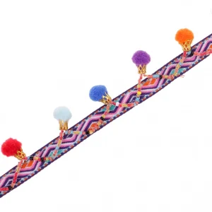 Marque Generique 1 Yard Coloré Pom Pom Perles Frange Glands Tresse Jacquard Ruban Garn… 15