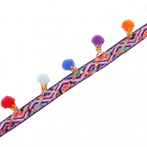 Marque Generique 1 Yard Coloré Pom Pom Perles Frange Glands Tresse Jacquard Ruban Garn… 6