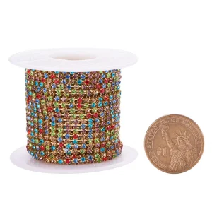 Marque Generique 10 Cour Coloré Cristal Strass Fermer Chaîne Garniture Pour Coudre Ar… 15