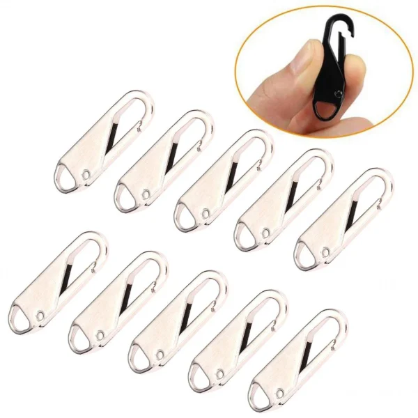 Marque Generique 10 Pcs Zipper Pull Remplacement Zipper Gripper Fixer Onglets Argent 6