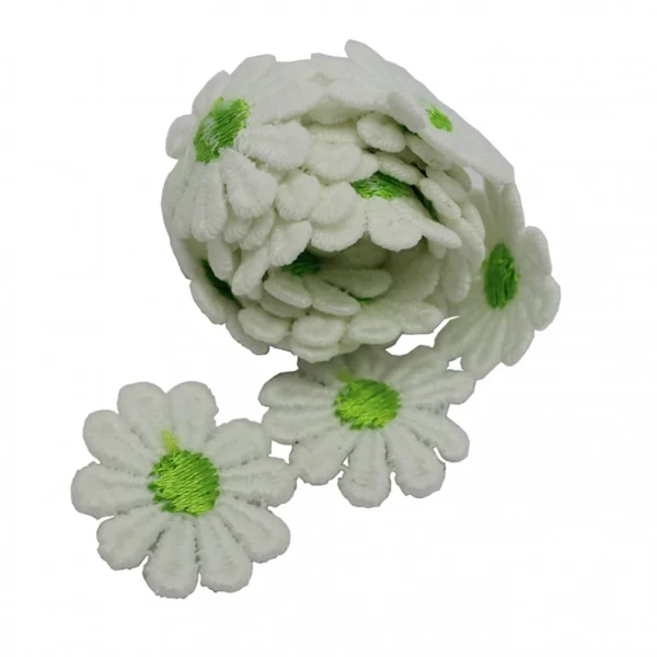 Marque Generique 2 Pièces 1 Yard Daisy Fleur Brodé Applique Ruban Dentelle Garniture … 3