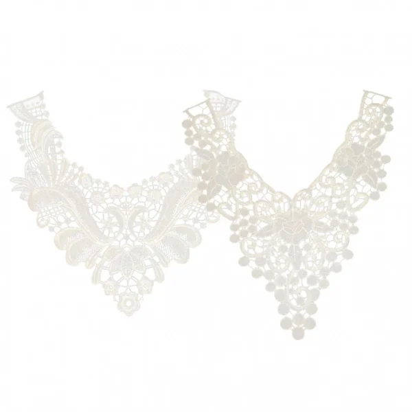 Marque Generique 2x Dentelle Blanche Venise Brodé Col Appliques Robe Accessoire Bricol… 1