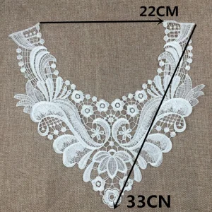 Marque Generique 2x Dentelle Blanche Venise Brodé Col Appliques Robe Accessoire Bricol… 11