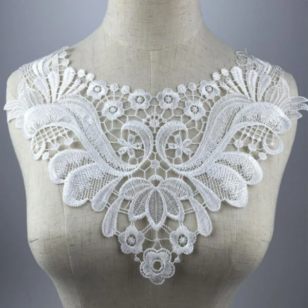 Marque Generique 2x Dentelle Blanche Venise Brodé Col Appliques Robe Accessoire Bricol… 5