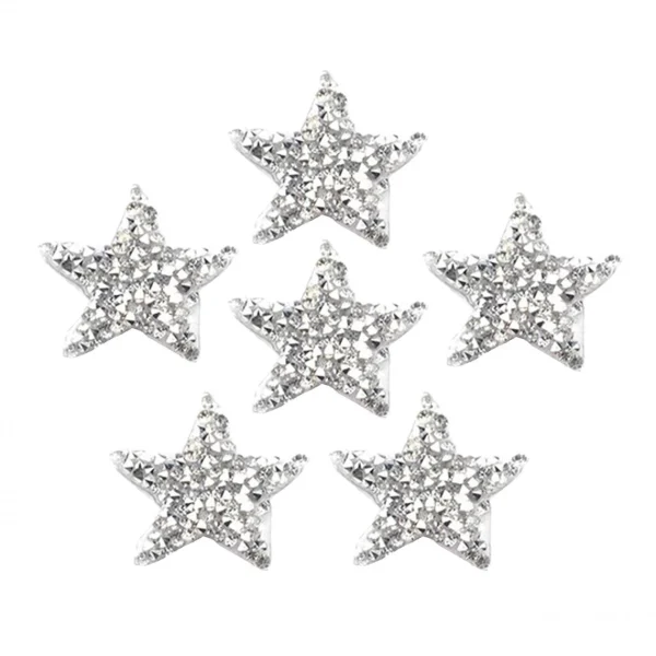 Marque Generique 6 Pièces Strass étoiles Patchs Fer Sur Coudre Sur Patch Appliques Gr… 1