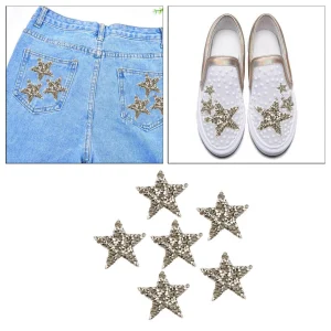 Marque Generique 6 Pièces Strass étoiles Patchs Fer Sur Coudre Sur Patch Appliques Gr… 9