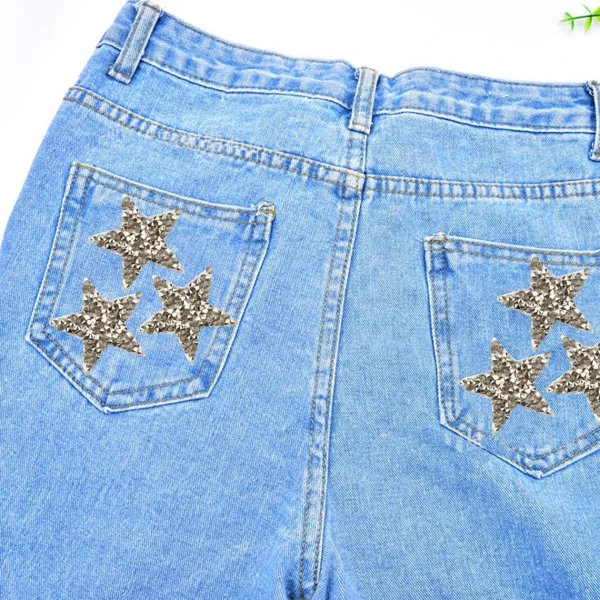 Marque Generique 6 Pièces Strass étoiles Patchs Fer Sur Coudre Sur Patch Appliques Gr… 4