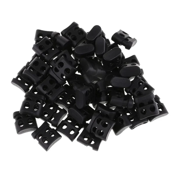 Marque Generique 200Pcs Black Double Hole Cord Locks End Lock End Pour Shoelace Bag Pan… 5