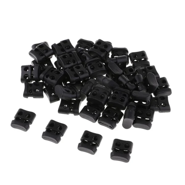 Marque Generique 200Pcs Black Double Hole Cord Locks End Lock End Pour Shoelace Bag Pan… 6