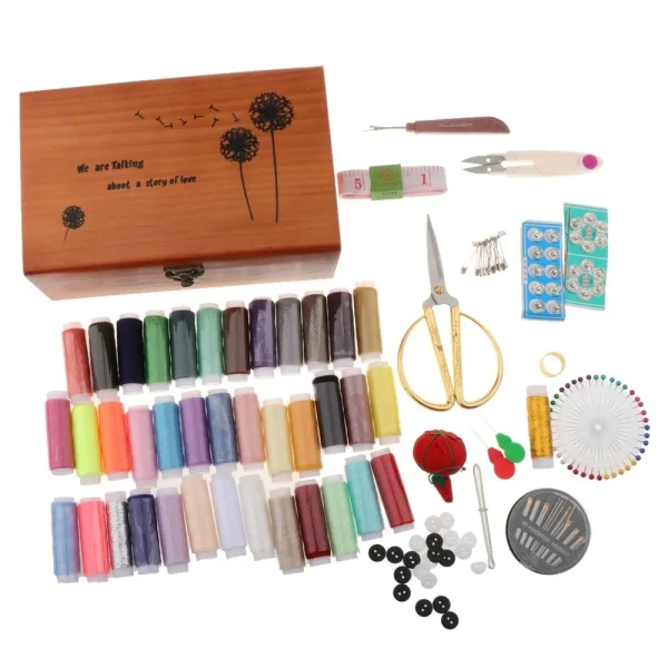 Marque Generique Kit De Couture Professionnel Avec Fils De Boîte En Bois Aiguilles Acc… 3