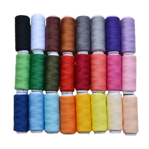 Marque Generique 24 Couleurs Polyester Fil à Coudre + Aiguilles Ensemble Pour Machine … 3