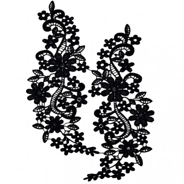 Marque Generique Dentelle De Venise Floral Noir Applique Guipure Dentelle Brodé Motif … 1