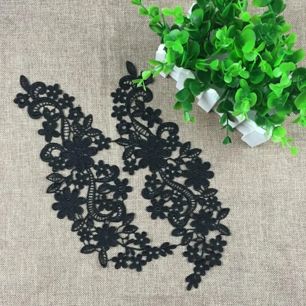 Marque Generique Dentelle De Venise Floral Noir Applique Guipure Dentelle Brodé Motif … 3