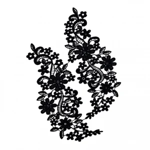 Marque Generique Dentelle De Venise Floral Noir Applique Guipure Dentelle Brodé Motif … 11