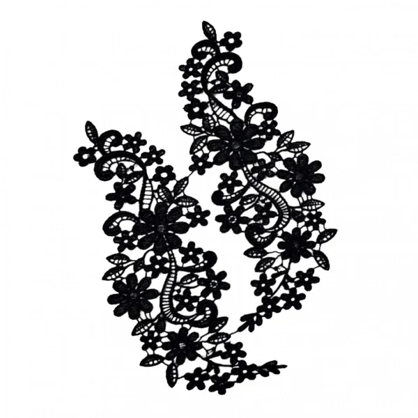 Marque Generique Dentelle De Venise Floral Noir Applique Guipure Dentelle Brodé Motif … 4
