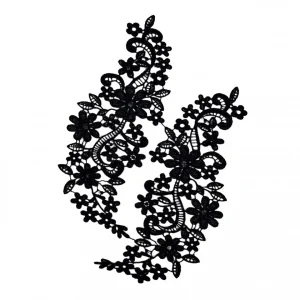 Marque Generique Dentelle De Venise Floral Noir Applique Guipure Dentelle Brodé Motif … 13