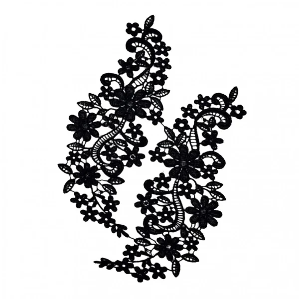 Marque Generique Dentelle De Venise Floral Noir Applique Guipure Dentelle Brodé Motif … 5