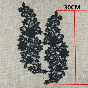 Marque Generique Dentelle De Venise Floral Noir Applique Guipure Dentelle Brodé Motif … 15