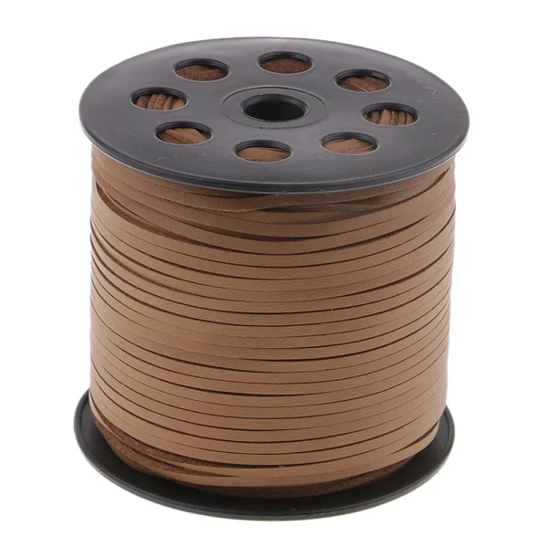 Marque Generique Corde En Cuir PU De 100 Verges De Corde En Corde Plate 2.6mm Fil Brun … 1