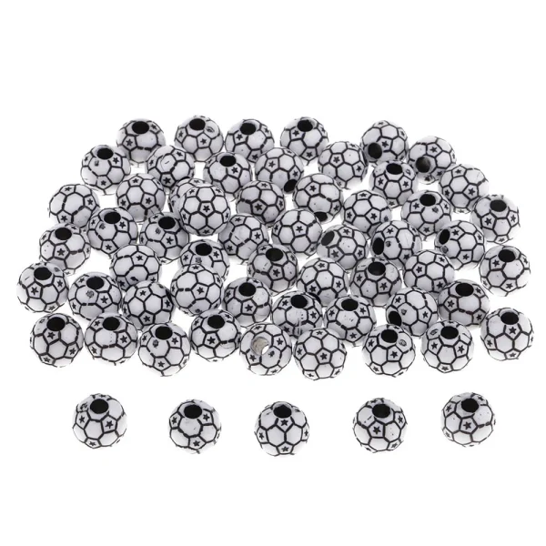Marque Generique 60pcs Ballons De Football Perles De Verre Perles De Rocaille Pour La F… 1