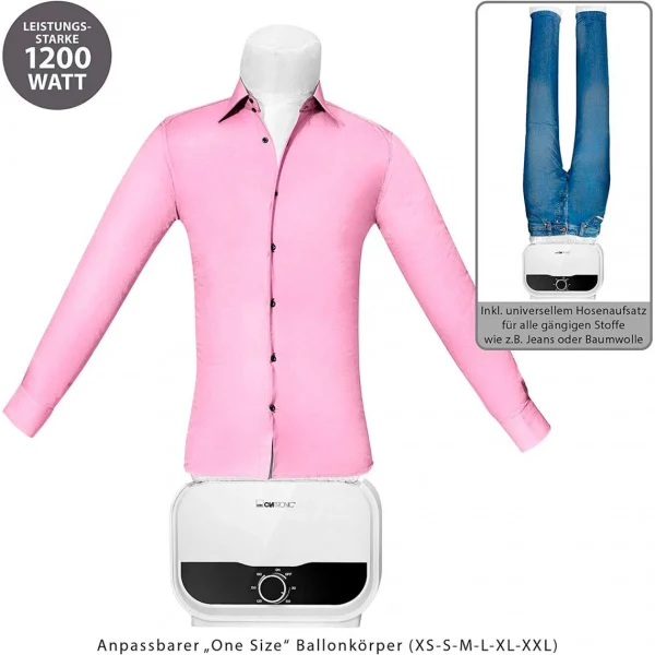 Clatronic Mannequin De Repassage Et De Séchage, Minuterie 180 Min, 1200W, Taill… 3
