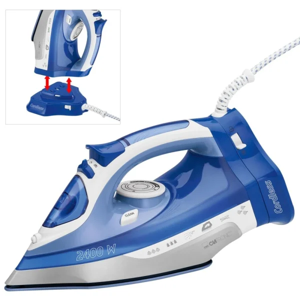 Clatronic Fer à Vapeur Sans Fil Avec Semelle En Céramique Vapeur Verticale 240… 1