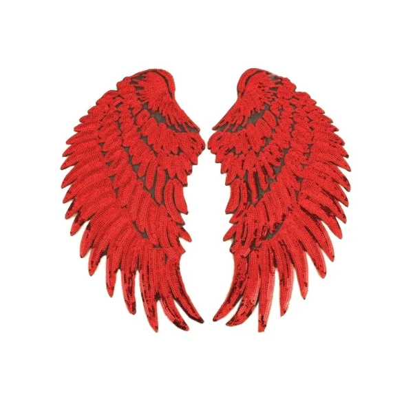 Wewoo Rouge Une Paire De Paillettes Aile De Plume Forme Autocollant De Patch… 1