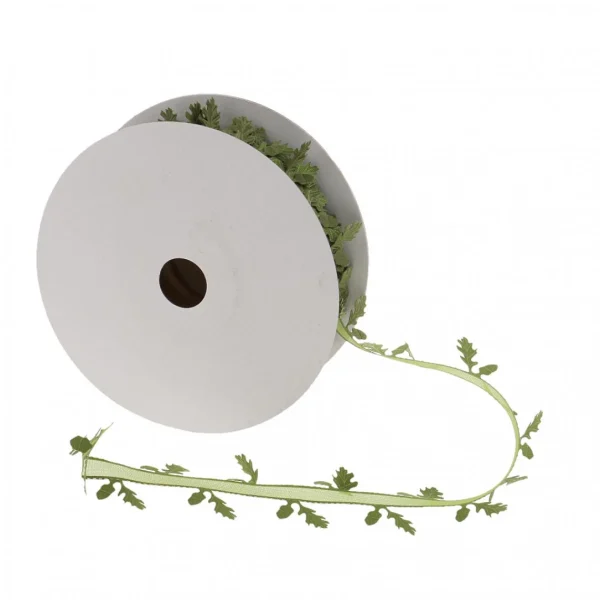 Marque Generique Rouleau De Ruban Décoratif Feuilles Motif Tissu Décor Vert Embelliss… 4