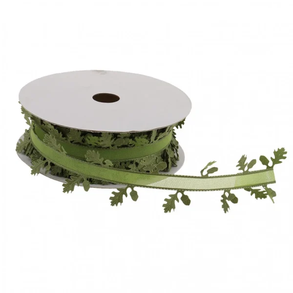 Marque Generique Rouleau De Ruban Décoratif Feuilles Motif Tissu Décor Vert Embelliss… 6