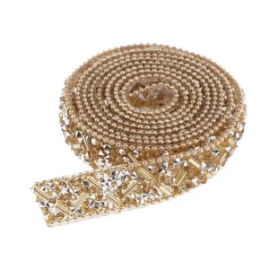 Marque Generique Strass Thermocollant Pour Vetement Ruban Doré 11