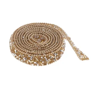 Marque Generique Strass Thermocollant Pour Vetement Ruban Doré 15