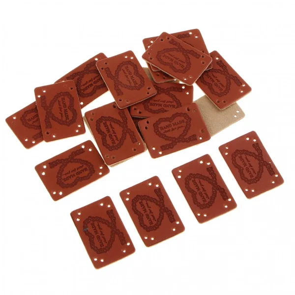 Marque Generique Étiquette En Cuir PU De 20 Pièces Étiquette Faite Main Étiquette D… 5